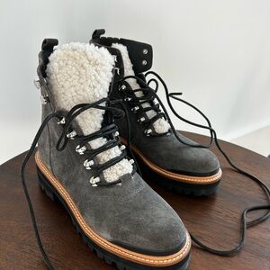 Marc Fisher Charcoal Shearling-Lined Boots